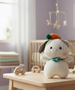 Alternative view of Knitted Bunny Plush Doll – Cute Soft Rabbit Toy for Nursery Décor & Gift (22cm)