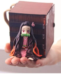 Alternative view of 9cm Kawaii Demon Slayer Nezuko Figure – Cute Kimetsu no Yaiba Mini Model Doll with Box, Collectible Toy